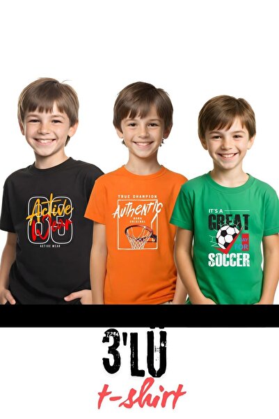 panios kids ΠΑΙΔΙΚΟ T-SHIRT 3 ΤΕΜΑΧΙΩΝ ΣΤΡΟΓΓΥΛΟΣ ΛΑΙΜΟΣ ΚΟΝΤΟΜΑΝΙΚΙ