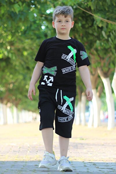 PANİO KİDS Off White Text Štampano Kapri muška Set gornjeg i donjeg dela