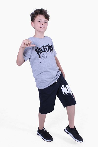 PANİO KİDS Nuk Dg Text Printed Boy's Summer Suit