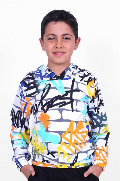 PANİO KİDS Hanorac unisex cu glugă cu model alb 2 fire