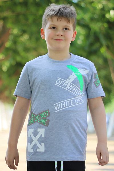 PANİO KİDS Tricou gri pentru băiat cu decolteu rotund cu imprimeu X