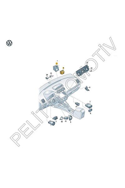 PELİTOTOMOTİV Golf 7 7.5 Passenger Aırbag Dörtlü Flaşör Düğme 5G1919234 5G0953509A