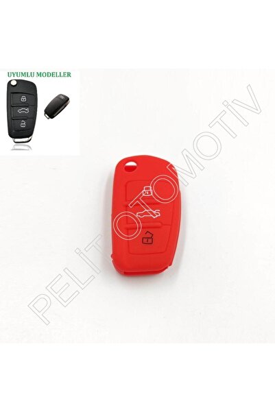 PELİTOTOMOTİV Θήκη κλειδιού Audi A1-A8 - Κόκκινο σιλικόνης