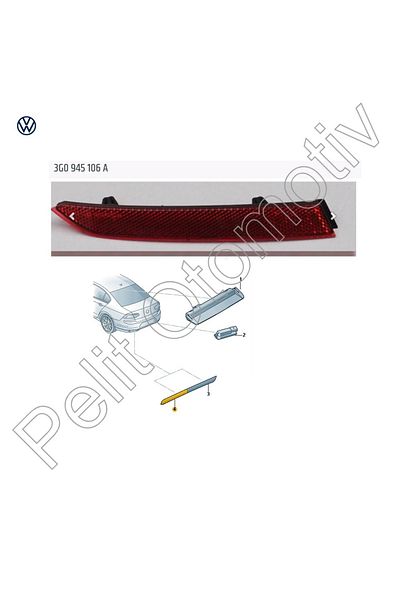 PELİTOTOMOTİV Passat B8 Bumper Reflector Right Exterior 3g0945106a