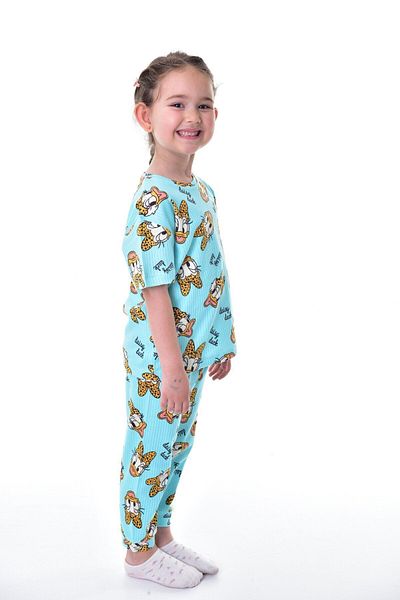 bunny hopp Daisy Duck Patterned 100% Cotton Interlock Pajamas Set for Girls - Short Sleeve