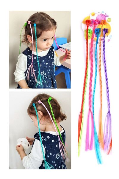 Papakudi Girl's Colorful 6-Piece Braided Peg Buckle Hair Accessory Set