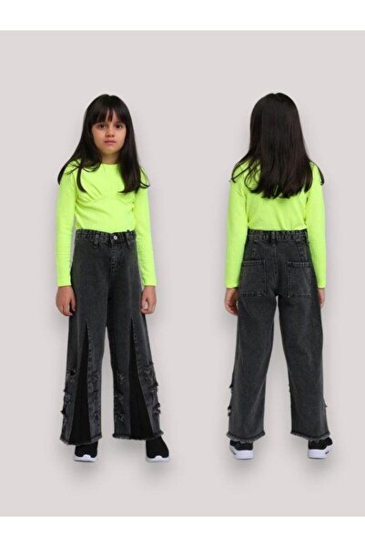 Escabel Дънки с висока талия, широки крачоли и разкъсани детайли за момичета