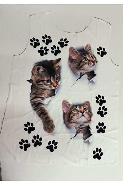 Moka Shopin Cat and Paw Printed Women's Single Jersey T-shirt - Short Sleeve