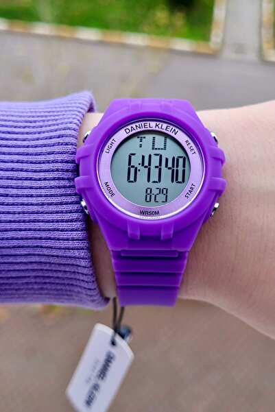 Daniel Klein Mor Renk 7 Farklı Işıklı, Alarmlı, Kronometreli Kız Çocuk Kol Saati (5-12 Yaş)