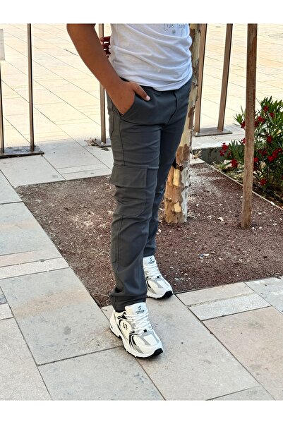 BayBayan Çocuk Füme Kargo Cepli Eşofman Belli Günlük Okul Pantolonu