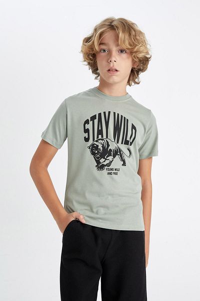 DeFacto Boy's Short Sleeve Crew Neck T-Shirt - C6881A824SM