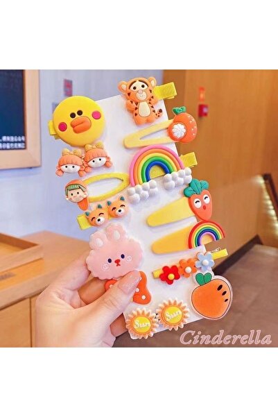 Cinderella Set de 14 cleme pentru copii cu cataramă în tonuri galbene și maro...