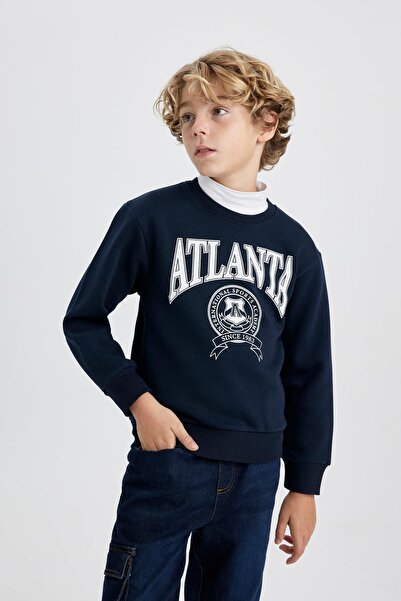 DeFacto Nyomtatott vastag pulóver fiúknak – bő nyakú B2963a823wn