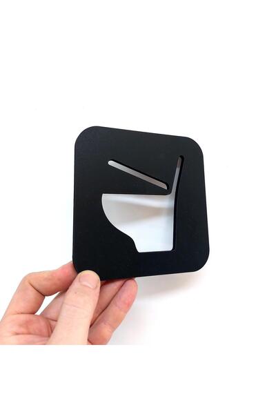 CajuArt 13X13 Black Wooden Toilet Shaped General Toilet Direction Sign Notice Table