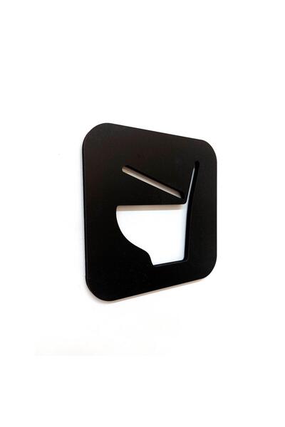 CajuArt 13X13 Black Wooden Toilet Shaped General Toilet Direction Sign Notice Table