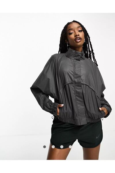 Nike Dri-Fit Run Division Reflective Running Full-Zip Gri Parlak Kadın Ceket