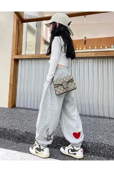 Machetta Pantaloni de sport Jogger pentru copii cu model de inimă - imprimeu iepure