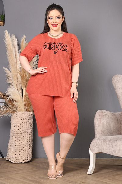 DPARİS Plus Size Capri Pajama Set