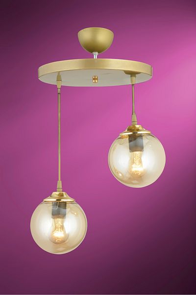 SONSUZ AYDINLATMA&AVİZE Luxury Chandelier - 2-Piece Honey Globe Top Glass, Endless Pendant Tray, Flat Downward Facing