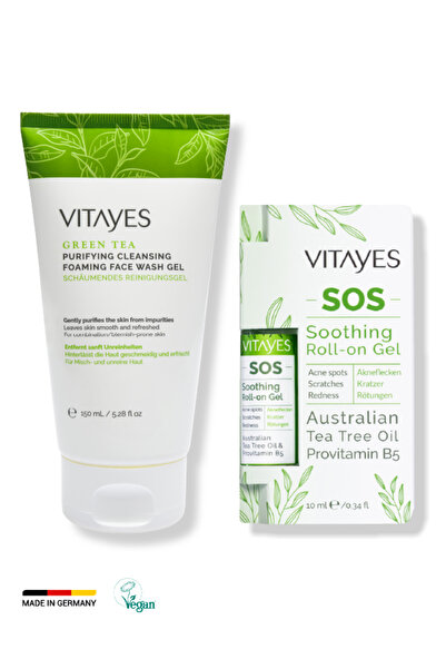 VITAYES Akne Sivilce Siyah Nokta Karşıtı Yüz Temizleme Jeli Ve Sivilce Sinek Isırması Sos Onarıcı Serum Seti