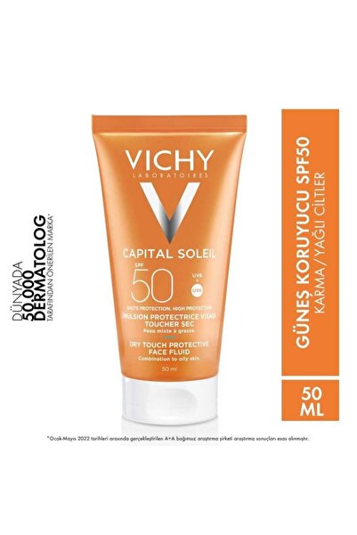 Vichy Ideal Soleil - SPF 50+ Karma Ve Yağlı Ciltler İçin Parlama Karşıtı Yüz ...