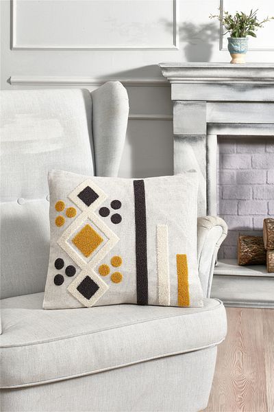 Minelya Home Collection 100% Organic Linen 2-Piece Embroidered Decorative Set - Süzene Embroidered Throw Pillow Cover