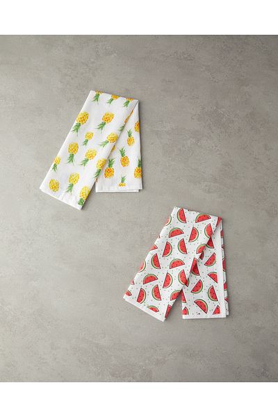 English Home Red-Orange Fruits Cotton 2-Piece Cloth - 30x50 cm Dried
