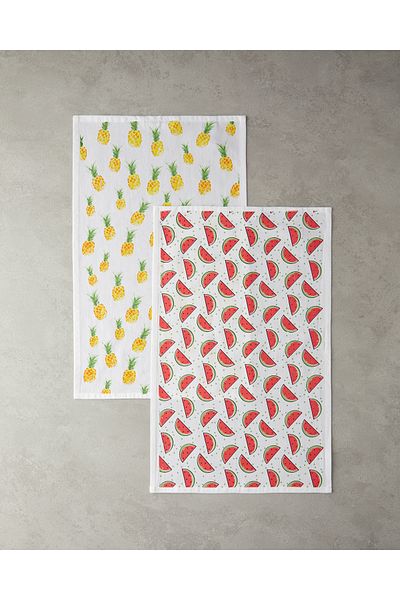 English Home Red-Orange Fruits Cotton 2-Piece Cloth - 30x50 cm Dried
