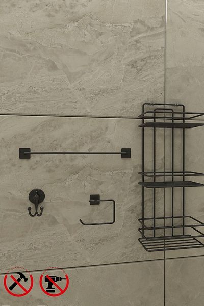 Alper Banyo TŞ03SET Lifetime Stainless Adhesive Bathroom Corner, Shampoo Rack Hav.Tuvlt.bathrobe