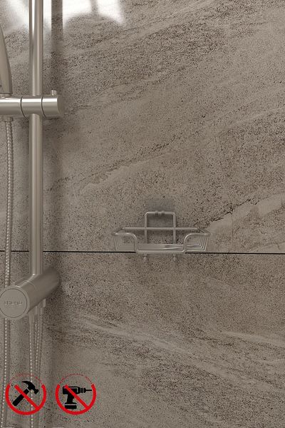 Alper Banyo Στερεό Σαπουνάκι και Σχάρα με Αυτοκόλλητους Γάντζους Chrome