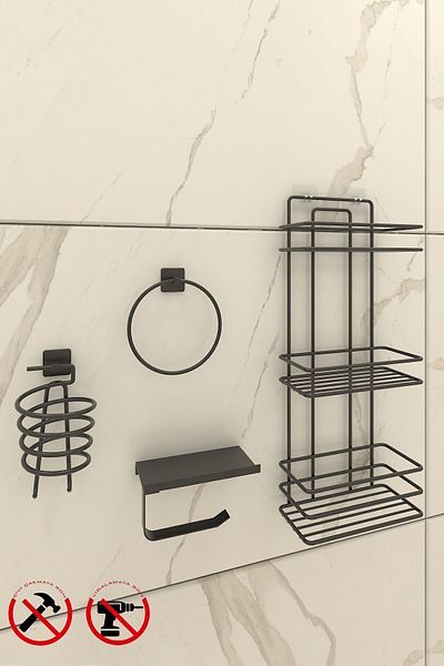 Alper Banyo BLACK TSH03 SET SQUARE RING SQUARE PHONE AND PHONE SHELF