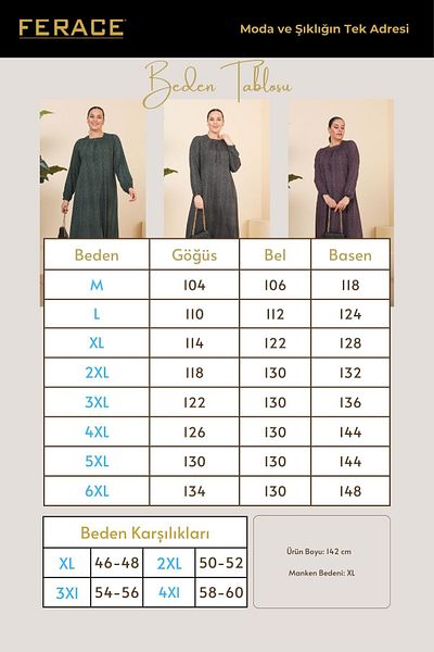 Ferace Women's Hijab Dress Mother Large Size Dress Maxi Stone