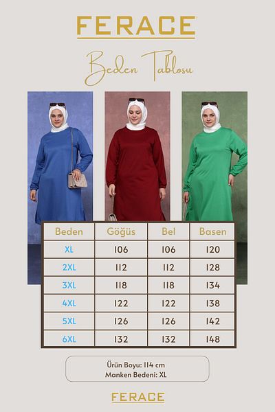 Ferace Long Tan Large Size Women's Hijab Tunic - Two Thread