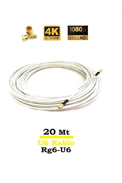 ANKTEK 20 Metre U6 Kablo (Rg6/U6) Gold Uçlu Uydu Anten Kablosu Full HD 3D4K 1...