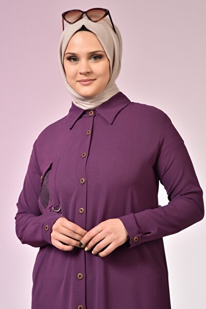 Ferace Women's Aerobin Hijab Tunic Stone Printed Plum