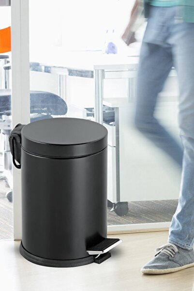 GörSeç 3 Liter Black Pedal Trash Can Toilet Bathroom Balcony Kitchen Garbage Bin