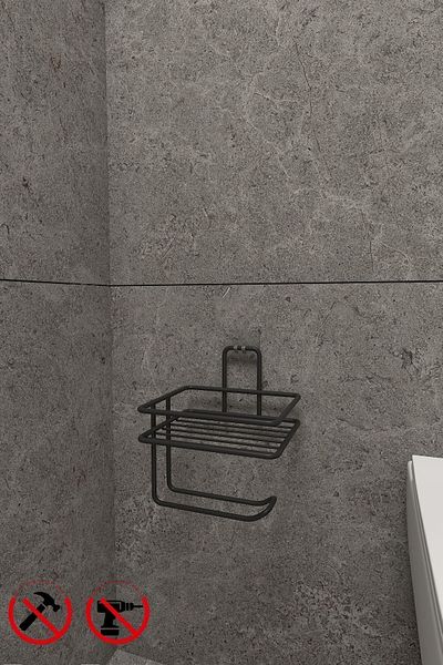 Alper Banyo Toilet Paper Holder with Strong Adhesive Shelf