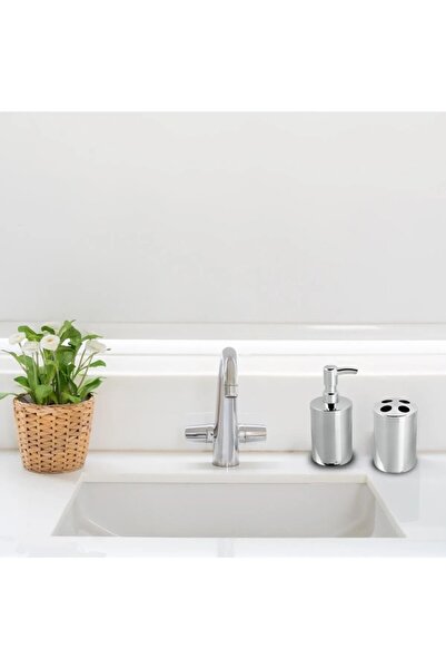 GörSeç Ανοξείδωτος διανομέας υγρού σαπουνιού 250 κ.εκ. σε πάγκο μπάνιου - Σετ οδοντόβουρτσας διπλό σετ μπάνιου προίκα