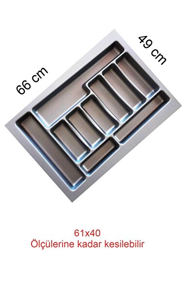 Tempo 66X49 cm Gray Drawer - Spoon Holder Organizer, 60/40 Cut Feature