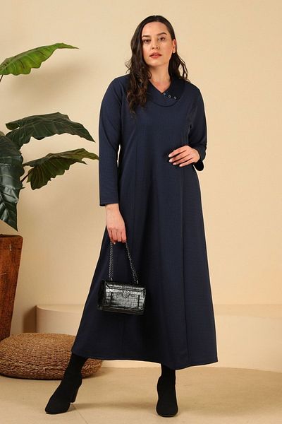 Ferace Γυναικείο Φόρεμα Hijab Μεγάλο Μέγεθος Μακρύ Καθημερινό Μπλε Navy