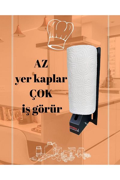 GörSeç Punching Finish Adhesive Roll Towel Holder Paper Towel Holder Napkin Holder Bathroom Kitchen Bathroom Hanger Metal