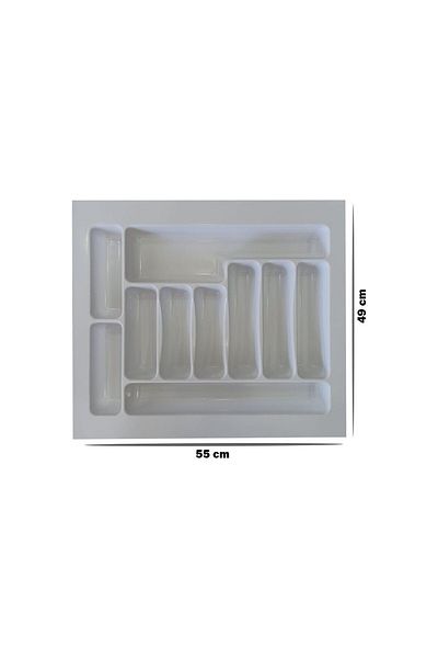 GörSeç Set de 2 55x49 Cm - Organizator alb pentru boluri și tacâmuri, tăiat în E 48x40 Cm