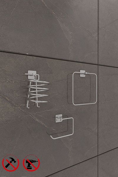 Alper Banyo Chrome Square Set Square Towel Square Blow Dry and Square toilet paperSet