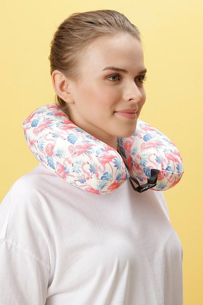 Viscofoam Colorful Orthopedic Travel Pillow Visco Neck Pillow - Flamingo/L