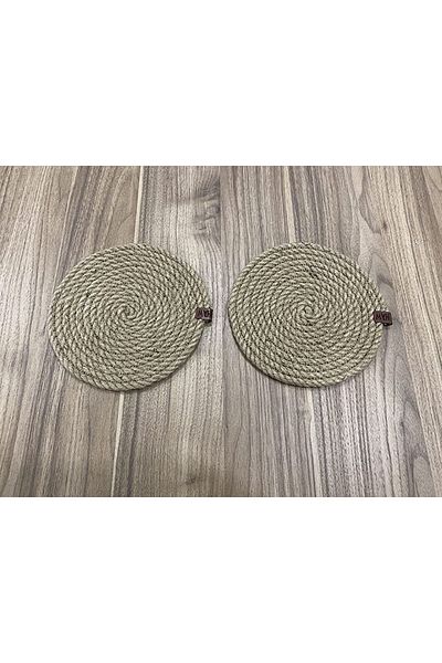 GörSeç 2 Piece Trivet Set Jute Rope Wicker Service Dowry Runner Set Saucepan Teapot Sauce Bowl Bottom Fireproof