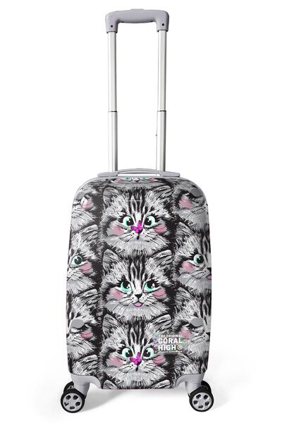 Coral High Kedi Desenli Kabin Boy Valiz (50cm) 16543