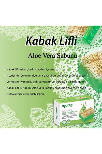 Agarta Doğal Kabak Lifli El Yapımı Aloe Vera Sabunu Arındırıcı Etkili 125 gr