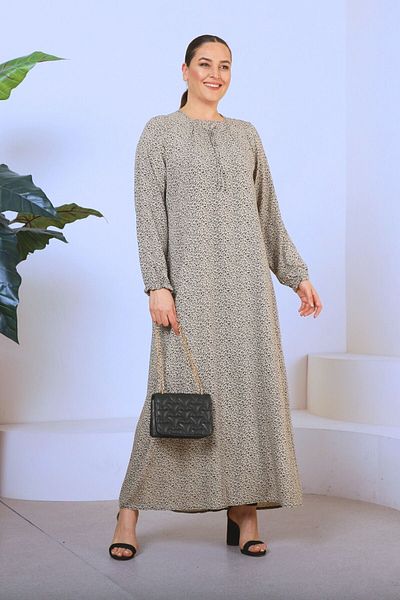 Ferace Women's Hijab Dress Mother Large Size Dress Maxi Stone
