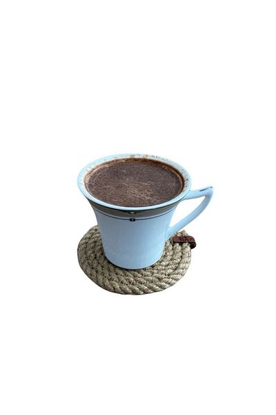 GörSeç Decorative Glass Beverage Candle Coaster 6 Pieces Natural Jute Straw Rope Knitted Presentation Dowry Set