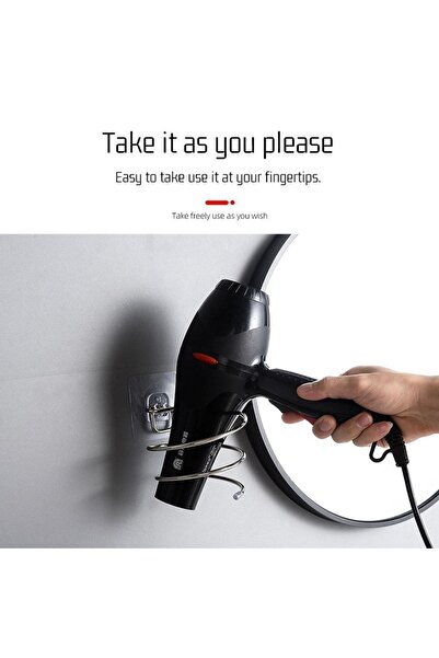 Alper Banyo Krom Güçlü Yapışkanlı Krom Fön Makinesi Askısı Saç Kurutma Makine...